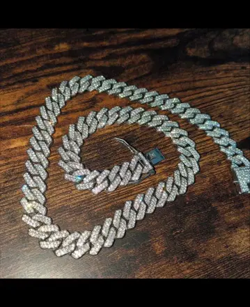 실버 다이아몬드 컷 스타일 드립 체인 목걸이 1주 한정판