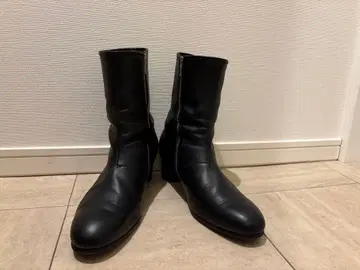 HARE 레더 사이드 지퍼 힐 부츠