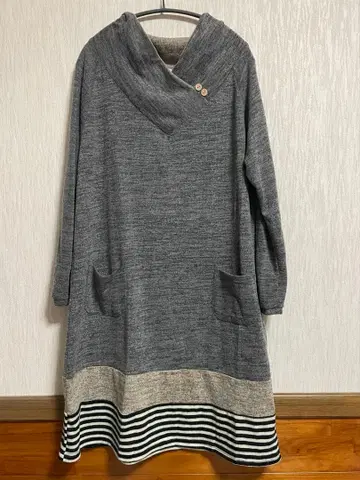 Soulberry 변형 옷깃 패치워크 원피스 차콜 LL