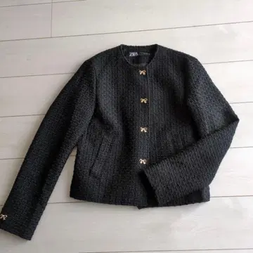 ZARA 노카라 블랙 자켓 리본