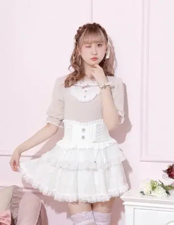 noemie 노에미 백 리본 튤 티어드 치마바지 화이트