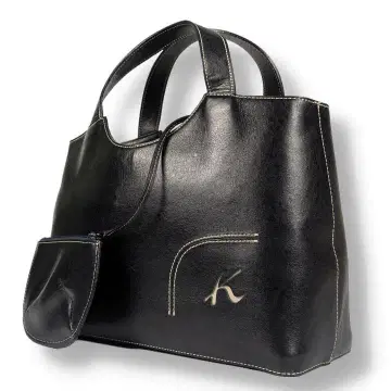 키타무라 핸드백 가죽 파우치 포함 블랙