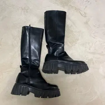 블랙 통굽 롱 부츠 ENVYM 샤크 밑창 EMODA 니하이