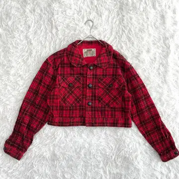 GALARIESE 체크 무늬 크롭 자켓 빨간색 개성있는 스타일리쉬한