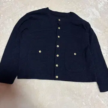 네이비 노카라 자켓 골드 버튼 사이즈 38