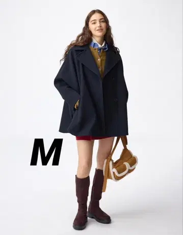 [ 새상품 ] GU 코지 멜톤 케이프 코트 M 멜톤 코트 케이프 네이비