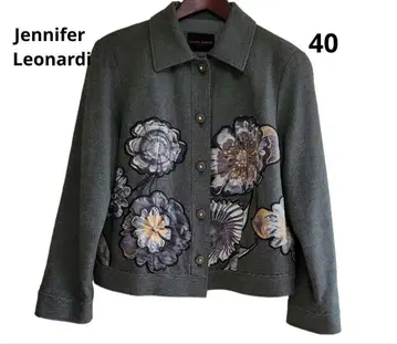 미사용 [ Jennifer Leonardi ] 40 그레이 꽃무늬 자켓