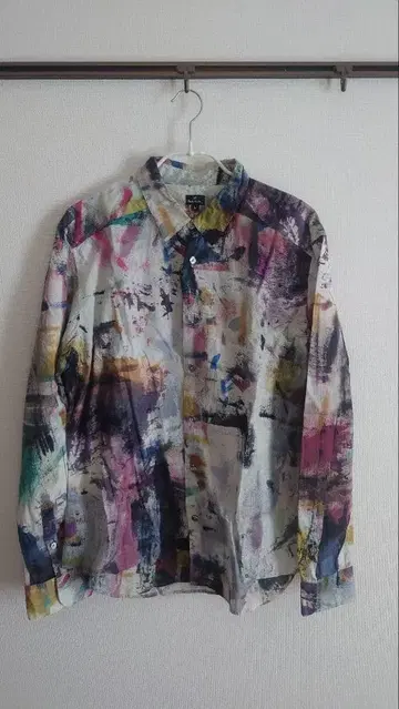 Paul Smith 컬러풀 아트 프린트 긴팔 셔츠 L