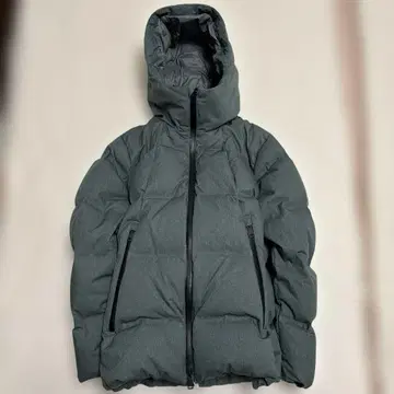 후드 부착 다운 자켓 그레이