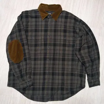 BEAMS ORIGNAL FABRIC 체크 긴팔 셔츠 코듀로이 옷깃 M