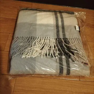 울 체크 무늬 스톨 라이트 그레이