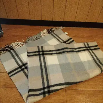 울 체크 무늬 스톨 라이트 그레이