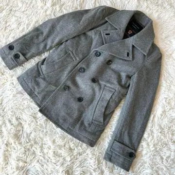 나노 유니버스 충전솜 피 코트 울 캐시미어 혼방 소가죽 그레이 M 사이즈