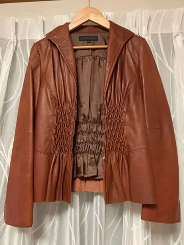 MOGA 가죽 자켓 양가죽 홍차 36 S