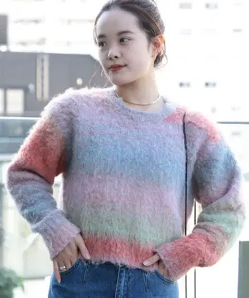 Ray BEAMS 그라데이션 크루넥 풀오버