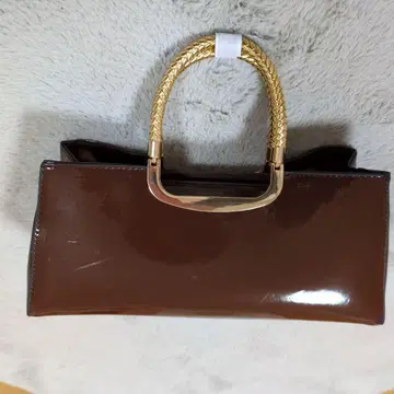 브라운 핸드백 골드 컬러 핸들