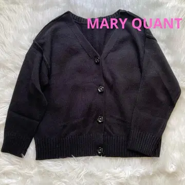 마리콴트 데이지 버튼 니트 가디건 블랙