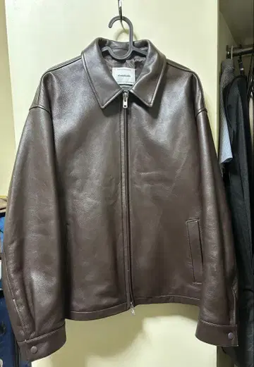 YKK 더블 지퍼 vivastudio 램 가죽 자켓 다크 브라운