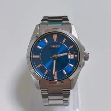WIRED 쿼츠 손목시계 네이비 남성용 실버 와이어드