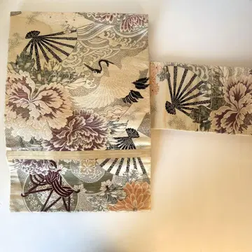 학 문양과 모란 문양의 나고야 오비 중고품