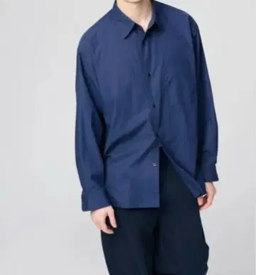 유니클로 C 브로드 오버사이즈 셔츠 네이비 L