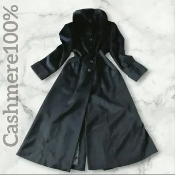 컨디션 최상 캐시미어 100% 블랙 맥시 길이 롱 코트 고져스 퍼