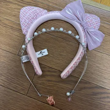키티 머리띠 USJ 핑크 트위드