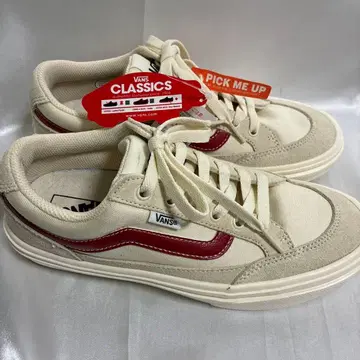 VANS CLASSICS 새상품 베이지/레드 스니커즈 24cm