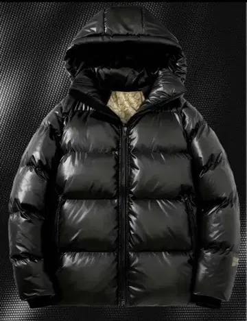 블랙 후드 부착 다운 자켓 drip opium