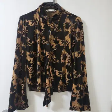 ZARA 벨로아 느낌 시스루 긴팔 셔츠 블라우스