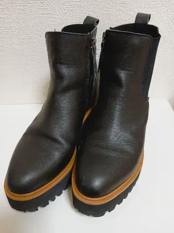 키다리 아저씨 가죽 숏부츠 23cm 사이드 고어