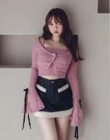 ANDMARY Lotta 리본 세트 가디건 핑크