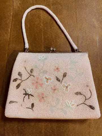 총 비즈 자수 핑크 핸드백 파티 백 결혼식 경사 기모노 가방