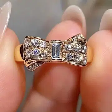 리본형 인공 다이아몬드 골드링 #13