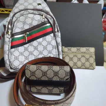 GG 패턴 백 벨트 지갑 카드 홀더 세트