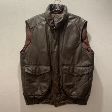 80' Eddie Bauer 가죽 다운 베스트 블랙 택