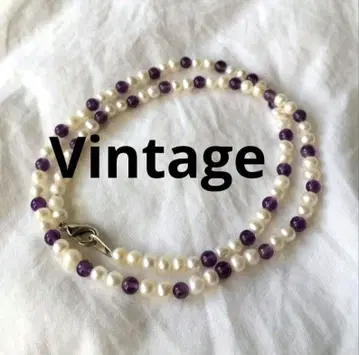 빈티지 자수정 담수 펄 목걸이 담수 진주 자수정