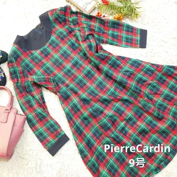새상품급 일본제 PierreCardin 원피스 (M) 타탄 체크/린넨