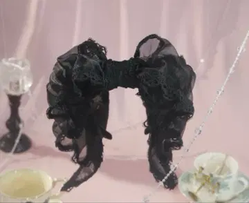 Hoshikito Works 오간자 인형풍 리본 머리띠 블랙