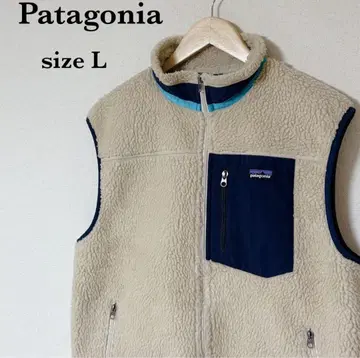 Patagonia 플리스 베스트 L 사이즈 베이지/네이비