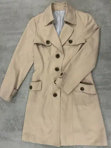 베이지 싱글 버튼 트렌치코트