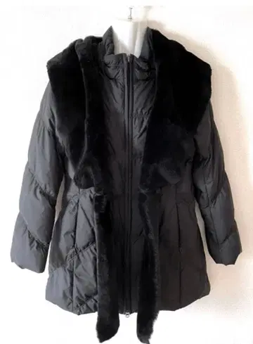 히로코 비즈 양가죽 보아 다운 코트