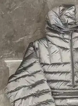 후드 부착 다운 자켓 실버