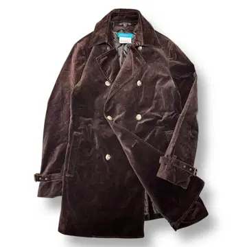 KATHARINE HAMNETT 벨로아 은색 버튼 더블 브레스트 코트 L