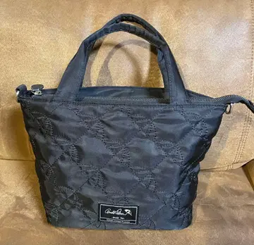 아놀드 파머 블랙 나일론 퀼팅 토트백