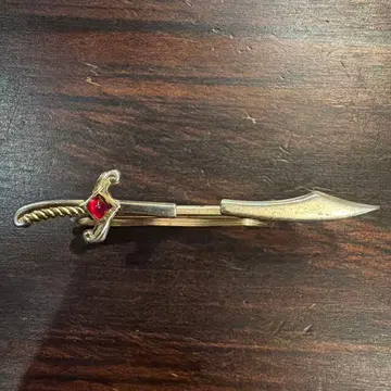 US 빈티지 HICKOK 넥타이핀 검 빨간색 돌 슬라이드식