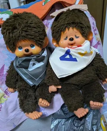 초대 쌍둥이 몬치치 L 사이즈 약 45cm 파란 눈 쇼와 레트로