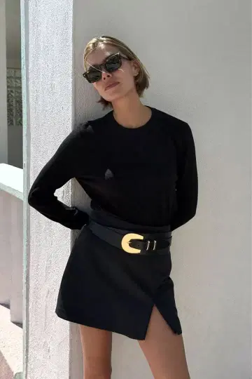 ZARA 슬릿 헴 스코트 S 사이즈 블랙