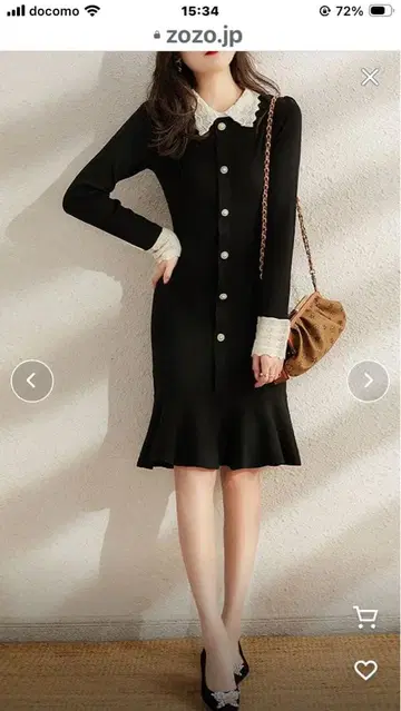 LOPASS 레이스 옷깃 니트 원피스