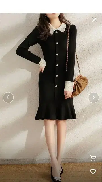 LOPASS 레이스 옷깃 니트 원피스